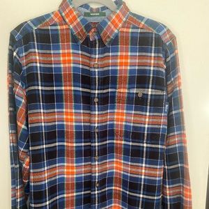 Woolrich Wool Blend Trout Run Plaid Flannel Shirt Blue/Orange M